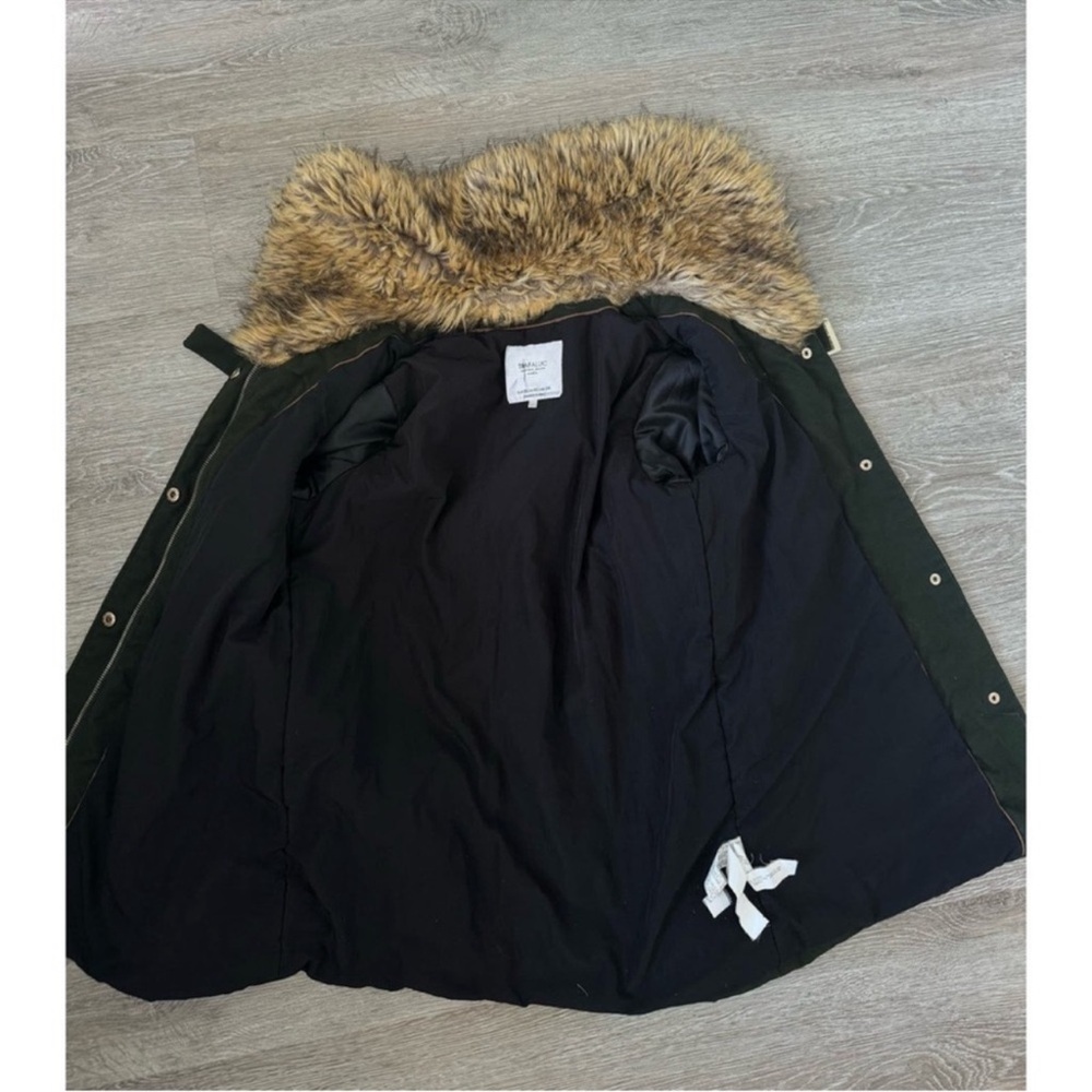 🔥 Zara Khaki Faux Fur Hooded Parka XS Winter Puffer Coat | Military Green Jacket - Picture 8 of 10